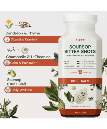 bitte Gut + Calm Soursop Shots 3 Pack Ready to Drink Strawberry Soursop Whole Super Fruit + Herbal Bitters Clean Formula No Sugar Vegan Gluten-Free Non-GMO 48 fl oz Total (24 Servings) 16 Fl Oz (Pack of 3) - Buy Online on GoSupps.com