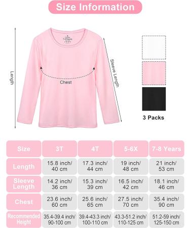Cooraby 3 Pack Girls' Cotton Long Sleeve Thermal Tops with Lace - 4T Black White Light Pink - Buy Online on GoSupps.com