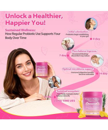 Royavita Her Juicy Feminine Probiotics Gummies for Women Slippery Elm Supports pH Balance and Freshness with Prebiotics 60 Pineapple Gummies - Buy Online on GoSupps.com