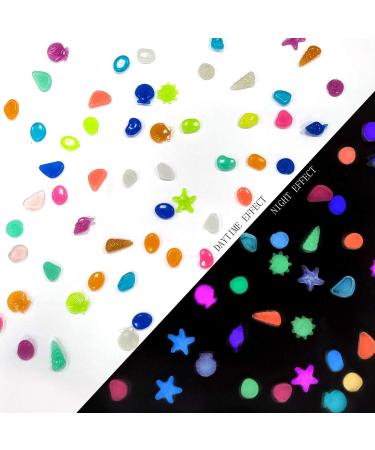 Yisscen Colorful Light Stones - 90 Bright Pebble Stones for Aquariums Children's Room D cor & Garden Walkways | Mixed Color Starfish & Shell Glow Stones - Buy Online on GoSupps.com