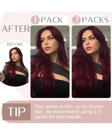 22 inch SEGO Clip in Hair Extension Human Hair One Piece #99J Wine Red 100% Remy Real Hairpieces for Women 3/4 Full Head Straight (55g) - Buy Online on GoSupps.com