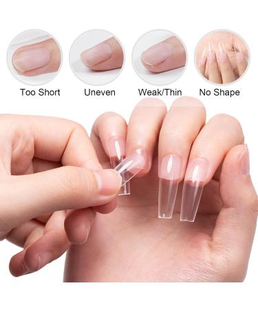 INPING Gel Nail Tips 240PCS - Oval Pre-Shaped Half Full Cover Transparent Extensions - Break Resistant False Nails for Home DIY Manicure - Buy Online on GoSupps.com