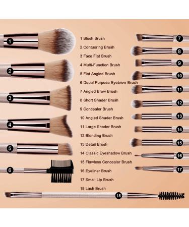 Makeup Brushes 18 Pcs Professional Make up Brushes Sets Foundation Brush Blending Powder Blush Concealers contour Eye Make Up Brush Set with Champagne Gold - Buy Online on GoSupps.com