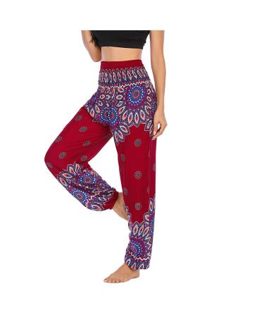 IKFIVQD White Leggings Yoga Pants Lounge Women 's Hippie PJs Boho Print Men Beach Yoga Pants High Waisted Leggings Red One Size