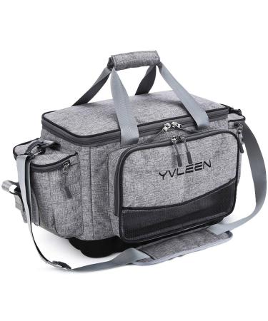 YVLEEN Fishing Tackle Box Bag - Outdoor Large Fishing Tackle Storage Bag - 100% Water-Resistant Polyester Material - Fishing Tackle Bags - Suitable for 3600 3700 Tackle Box A:Large(14.9 x 9.1 x 10.2Without Trays)Silver Grey