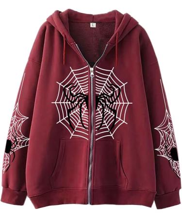 Women's Printed Sweatshirt Cardigan High Street Casual Hip Hop Metal Zipper Jacket Halloween Costumes Large Brown - Buy Online on GoSupps.com