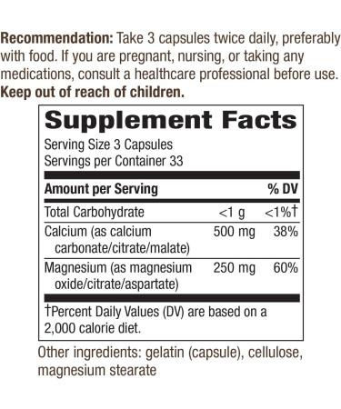 Nature's Way Calcium & Magnesium Mineral Complex - Bone Health Support - 750mg - 100 Capsules - Buy Online on GoSupps.com