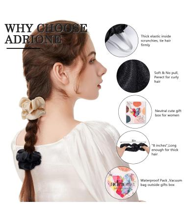 ADRIONE Satin Silk Hair Scrunchies 60-Pack - Perfect for Women and Girls with Curly Hair - Bulk Pack of Satin Hair Scrunchies - Buy Online on GoSupps.com