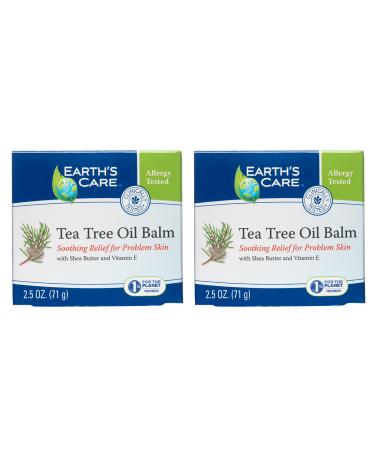 Earth's Care Tea Tree Oil Balm - Tea Tree Moisturizer for Problem Skin - Repair Cream with Shea Butter and Vitamin E 2.5 oz. (71 g) (2 Pack) 2.5 Fl Oz (Pack of 2)