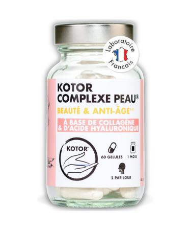 KOTOR Skin Complex | Marine Collagen + Hyaluronic Acid | Anti Wrinkles Anti Aging Smooth and Firming Skin | + Vitamin C + Selenium | 60 Capsules | Vegan | Made in France