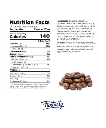 Funtasty Sugar Free Milk Chocolate Covered Almonds - Keto Friendly - 1lb Pack - Buy Online on GoSupps.com
