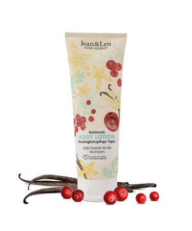 Jean & Len Cranberry and Vanilla Body Lotion, Light Texture, Fast Absorption, for All Skin Types, pH Neutral Formula, Body Cream, Paraben and Silicone Free, Vegan, 250 ml