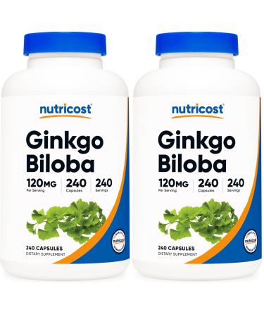 Nutricost Ginkgo Biloba 120mg 240 Capsules - Extra Strength Ginkgo Biloba Extract - Gluten Free & Non-GMO (Pack of 2)