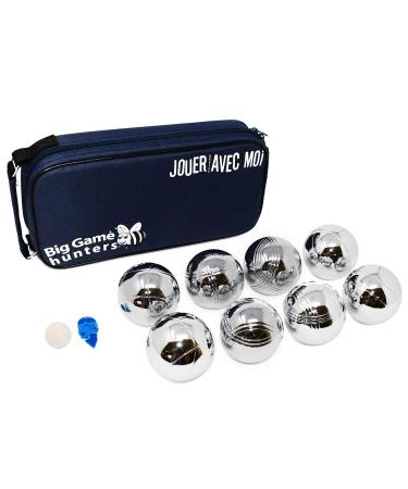 Big Game Hunters 8 Boules Set with rust protection and luxurious carrier bag made of canvas - robust 8 Boules set polished and engraved official size