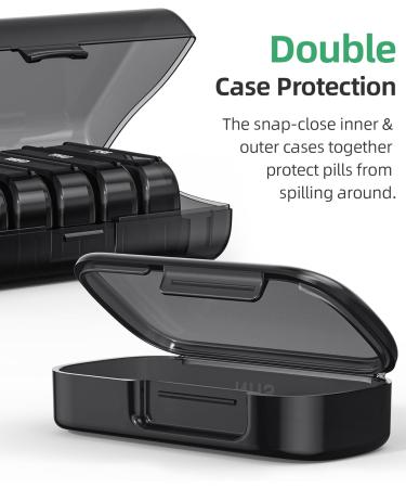 PULIV 7-Day Pill Organizer - Large Capacity Arthritis Friendly Easy Open Weekly Medicine Case for Vitamins & Supplements (Black - Buy Online on GoSupps.com