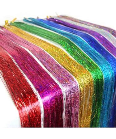 Dsoar 1600 Strands Glitter Hair Tinsel Extensions 36 Inch 10 Colors Hair Strands Kit Sparkling Shiny Hair Flair Party Highlights Heat Resistant Extensions Bling Synthetic Hairpieces for Women Girls Hair Tinsel Strands 10 colors - Buy Online on GoSupps.com
