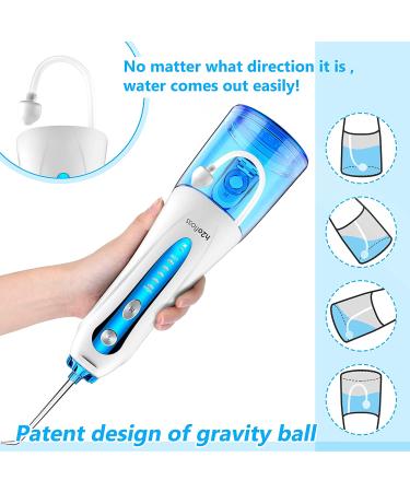 Water Dental Flosser Cordless - H2ofloss Portable Oral Irrigator with 5 Modes, 6 Jet Tips - Rechargeable & Waterproof - Teeth Braces & Gums Care - Home Travel - Blue - Buy Online on GoSupps.com