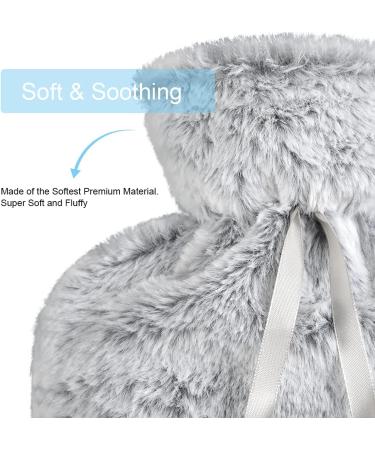 Vicloon 2L Hot Water Bottle with Soft Fluff Cover - Neck, Back, Waist Warmer - Beige-grey - Gift for Birthday, Christmas, Father's & Mother's Day - Buy Online on GoSupps.com