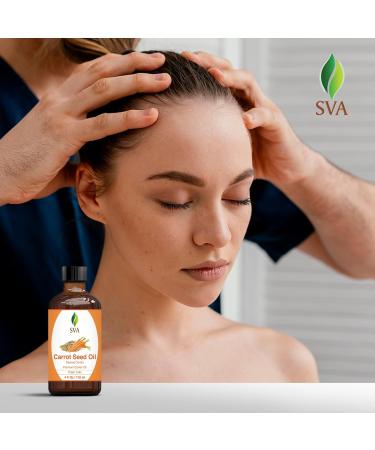 SVA Carrot Seed Oil - 100% Natural Cold Pressed - 4 Fl Oz - Ideal for Face Skin Hair & Scalp Massage - Carrier Oil with Dropper - Buy Online on GoSupps.com