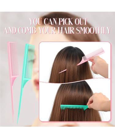2-Pack Carbon Fiber Rat Tail Teasing Combs - Anti-Static, Heat Resistant for Volume & Styling (Pink & Green) - Buy Online on GoSupps.com