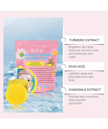 Turmeric Kojic Acid Cleansing Pads - Deep Exfoliating Face Cleansing for Radiant Skin (Pink - Buy Online on GoSupps.com