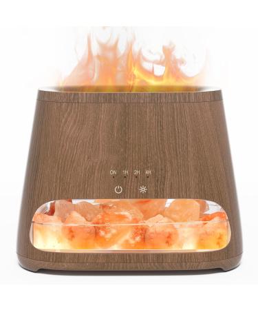Salking 2-in-1 aroma diffuser & salt range Pakistan light flame effect diffuser for essential oils diffuser cool fog humidifier with 3-brightness 150ml dark wood