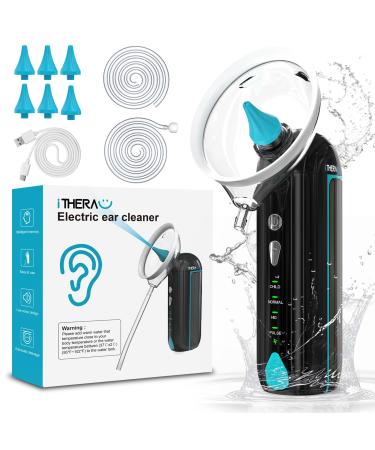 Itherau ear wax remover electric ear cleaner with 4 pressure modes rechargeable ear cleaner for adult children IPX7 waterproof car empty ears cleaning with 6 pointed black ear cleaners - Buy Online on GoSupps.com