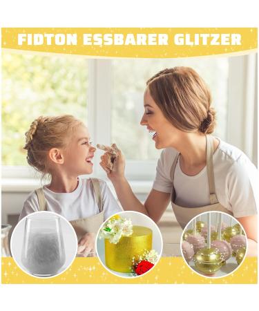 Fidton Edible Glitter for Drinks - 2 Colors Food Color Powder Set | Gold & Silver Edible Glitter for Cakes Donuts Fondant & Cocktails - 5G - Buy Online on GoSupps.com