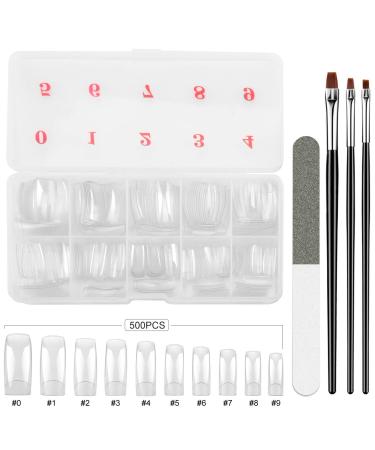 500 pieces French artificial nail tips Set false acrylic nails Tips nail extension nail tips fake fingernails nails tips with box 3 x nails brush 1 nails nail file