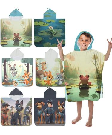 Aiorber Children's Bathing Poncho with Hood | 76x76cm Microfiber Towel | Ultra Soft & Absorbent Beach & Shower Towel | Perfect for Kids Ages 5-10 - Green Design - Buy Online on GoSupps.com