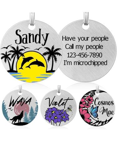 Colored dog brands with engraving personalized dog brand made of stainless steel engraved dog pendants with name animal brand for dogs and cats dog name signs for collar (dolphin)