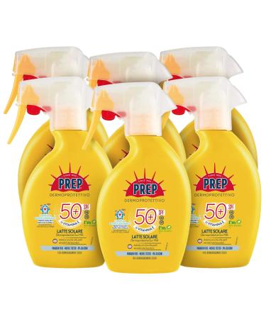 PREP Prep SPF50+ Sunscreen Trigger Sunscreen 50SPF with Vitamin E and Glycerin Sun Protection UVA and UVB Rays Size 6 x 200ml Boxes