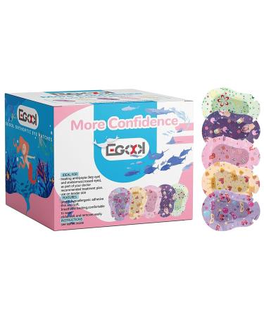 EGOOL Adhesive Eye Patches for Kids - Cute Girls Design - 45 + 5 Bonus per Box - Regular Size - Breathable & Hypoallergenic - Colorful Fun Pattern - Buy Online on GoSupps.com
