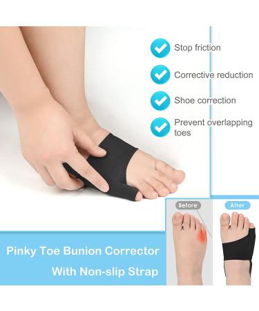 DYKOOK Tailors Bunion Corrector - 1 Pair Bunionette Sleeves with Gel Pads & Non-Slip Strap for Pain Relief & Toe Straightening (Black, Small) - Buy Online on GoSupps.com