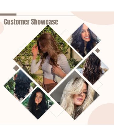 FSHINE Real Hair Clip-In Extensions 120g | Medium Brown & Caramel Blonde Highlights - 7PCs 40cm Remy Hair - Buy Online on GoSupps.com