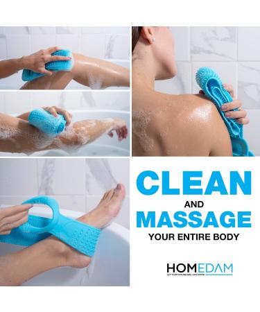 Silicone Back Scrubber Set for Shower - Exfoliating Body Brush & Washer for Men & Women - Buy Online on GoSupps.com