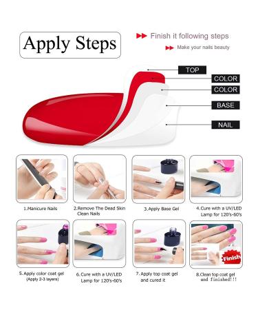 Vishine Gel Nail Polish Starter Kit - 48W LED Lamp Base & Top Coat 4 Red Shades | Perfect Nail Art - Buy Online on GoSupps.com