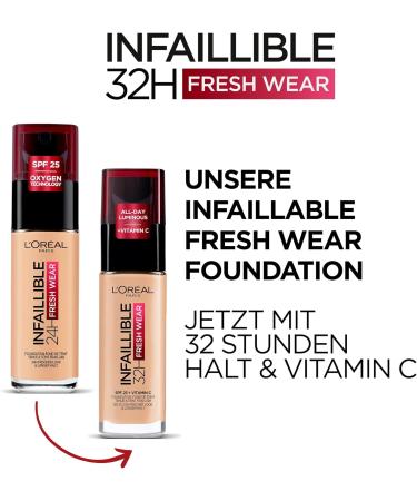 L'Or al Paris Liquid Foundation Full Coverage Lasting Wear With Vitamin C and SPF 25 Infallible 32H Fresh Wear 15 Porcelain (Pack of 5) 15 30 ml (Pack of 5) - Buy Online on GoSupps.com