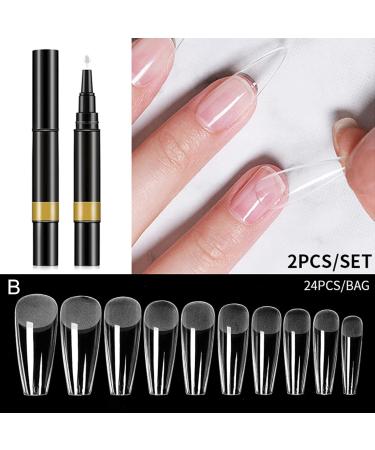 Worparsen Nail Tips Glue Handheld Soak Off UV LED Base Gels Stick Extension Glue Pen Ornament Sticking Solid B - Buy Online on GoSupps.com