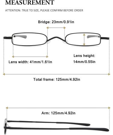 Vevesmundo Men's Narrow Metal Reading Glasses - Lightweight Mini Visual Aid with Case - Black 0.75x - Buy Online on GoSupps.com