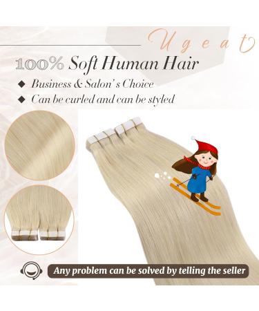 Ugeat 60cm Real Hair Tape Extensions - Blonde Invisible Adhesive 20 Pieces 50g - #60 - Buy Online on GoSupps.com