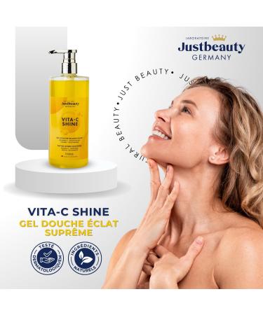 Vita C Shine Whitening shower gel 620 ml extra strong with vitamin C niacinamide kojic acid and hyaluronic acid moisturizing and complexion compensating - Buy Online on GoSupps.com