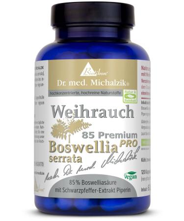 Biotikon BS-85 Pro Frankincense Piperine - 100% Indian Frankincense - 85% Boswellic Acid - Piperine for improved bioavailability - 400 mg of Boswellia serrata extract per capsule - Additive-free - From