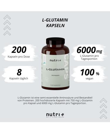 High-Dose Vegan L-Glutamine Capsules - 200 Mega Caps | 750mg Pure L-Glutamine for Fitness & Bodybuilding | No Additives | International Shipping - Buy Online on GoSupps.com