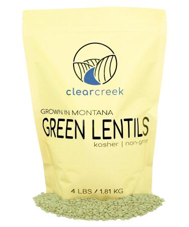 Grown in Montana Green Lentils |4 lb Resealable Bag | Non-GMO | Kosher | Vegan | Non-Irradiated 4 Pound (Pack of 1)