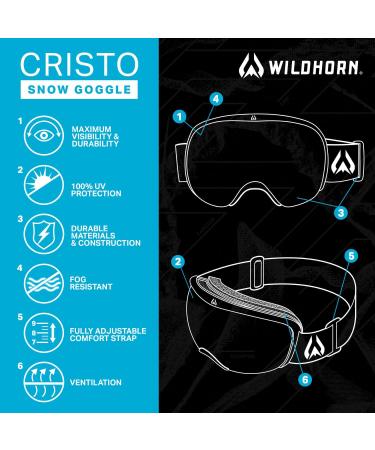 Wildhorn Cristo OTG Ski & Snowboard Goggles - US Ski Team Official Supplier - 100% UV Protection - Stealth Jet Black for Men, Women, & Youth - Buy Online on GoSupps.com