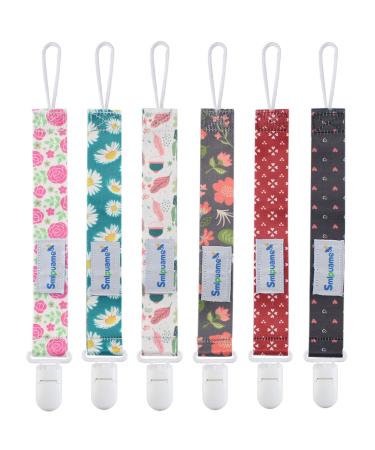 Smlpuame baby pacifier chain 6 pieces BPA-free pacifier band fabric girl pacifier chain nuckel chain fit most pacifiers and bite toys dummy clips for baby gift (flower) - Buy Online on GoSupps.com