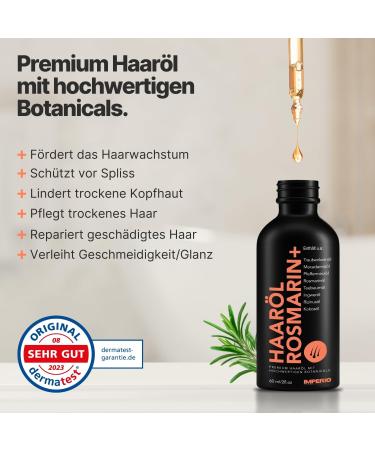 Buy Imperio Hair Oil Rosemary+ 60ml | Natural Hair Growth Solution | Premium Quality Oils Against Hair Loss - No Additives - Buy Online on GoSupps.com