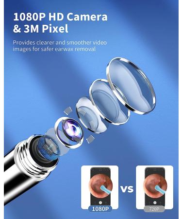 1080P HD Camera Ear Wax Removal Tool Kit - Wireless Otoscope for iPhone, iPad, Android - 7 PCS Ear Set - 6 Lights - Ear Cleaner for Smartphones (White) - Buy Online on GoSupps.com