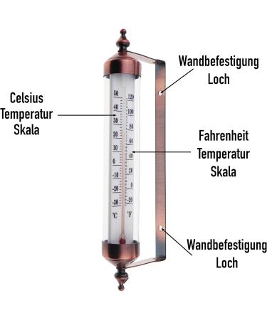 Stylish Bronze Outdoor Thermometer - Perfect for Garden Wall Greenhouse & Garage | Easy to Hang - Buy Online on GoSupps.com